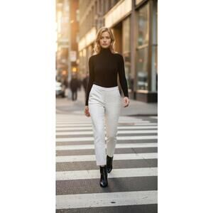 H&M White and Gold Brocad/ Jacquard Texture Trousers Size 8